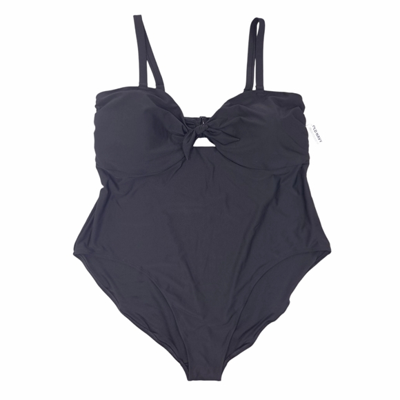 Old Navy Women's Black One-Piece Swimsuit Peephole Lined Adjustable Plus - Sz 4X - Picture 1 of 11